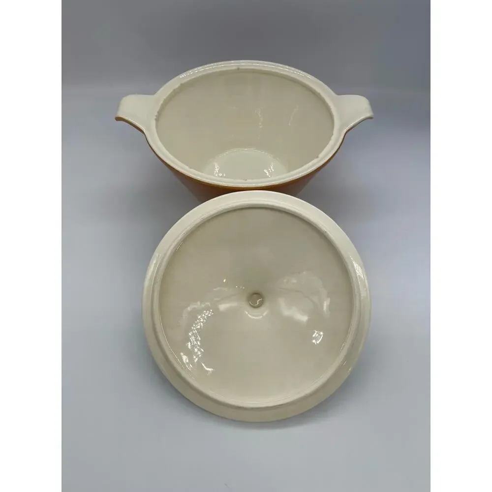 Vintage MCM Royal China Star Glow Covered Casserole Serving Dish Rust Brown